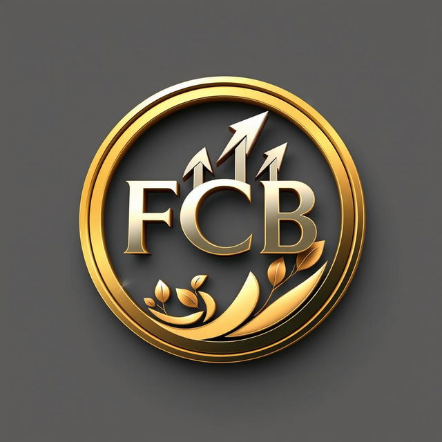 A circular logo for an investment company named FCB, featuring realistic 3D effects