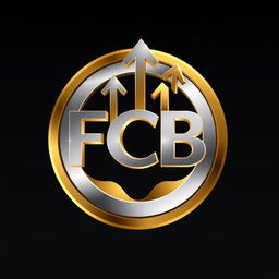 A circular logo for an investment company named FCB, featuring realistic 3D effects
