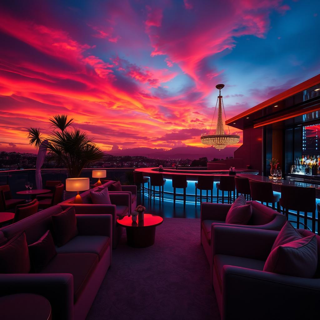 A luxurious, personalized VIP custom setting featuring a lavish lounge area with plush seating, elegant decor, and exquisite lighting