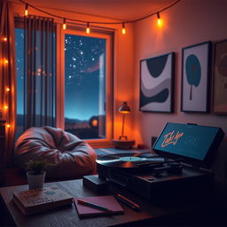 A visually captivating album cover for a chill lo-fi freestyle music project