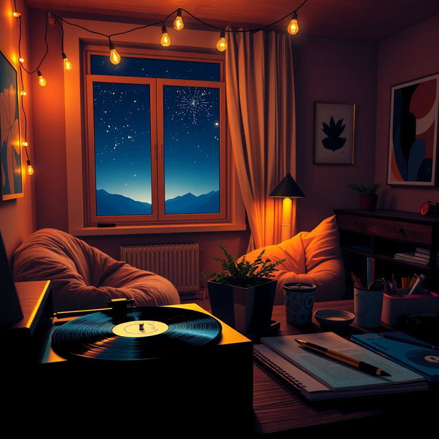 A visually captivating album cover for a chill lo-fi freestyle music project