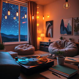 A visually captivating album cover for a chill lo-fi freestyle music project