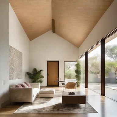 The minimalist design of the house featured acaryote-inspired patterns and materials, creating an open and airy atmosphere.