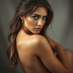 A detailed portrait of a beautiful woman with captivating features, long flowing hair, and a gentle expression