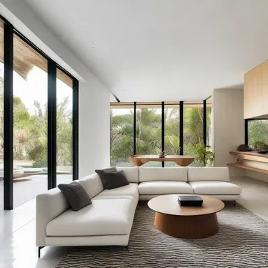 The minimalist design of the house featured acaryote-inspired patterns and materials, creating an open and airy atmosphere.