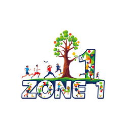 A creative typography logo design featuring the words 'ناحیه 1' (which means 'Zone 1' in Persian)