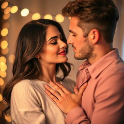 A romantic and intimate moment between a couple, showcasing a loving connection