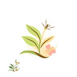 A logo design representing natural beauty, featuring elements such as a stylized flower, a leaf, and soft, flowing lines to suggest harmony and elegance