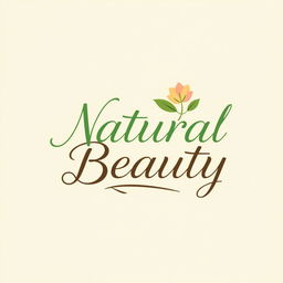 A logo design representing natural beauty, featuring an elegant and stylish typography saying "Natural Beauty"