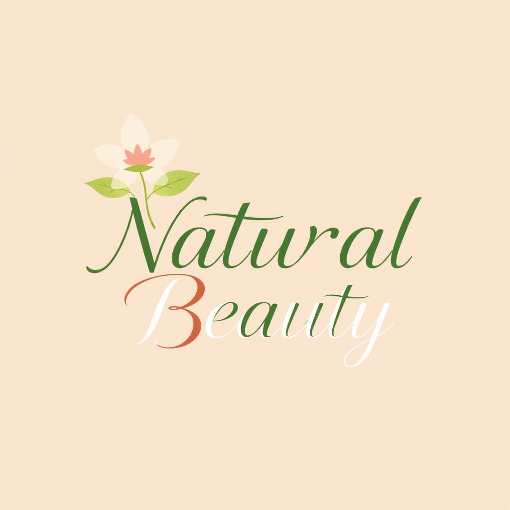 A logo design representing natural beauty, featuring an elegant and stylish typography saying "Natural Beauty"