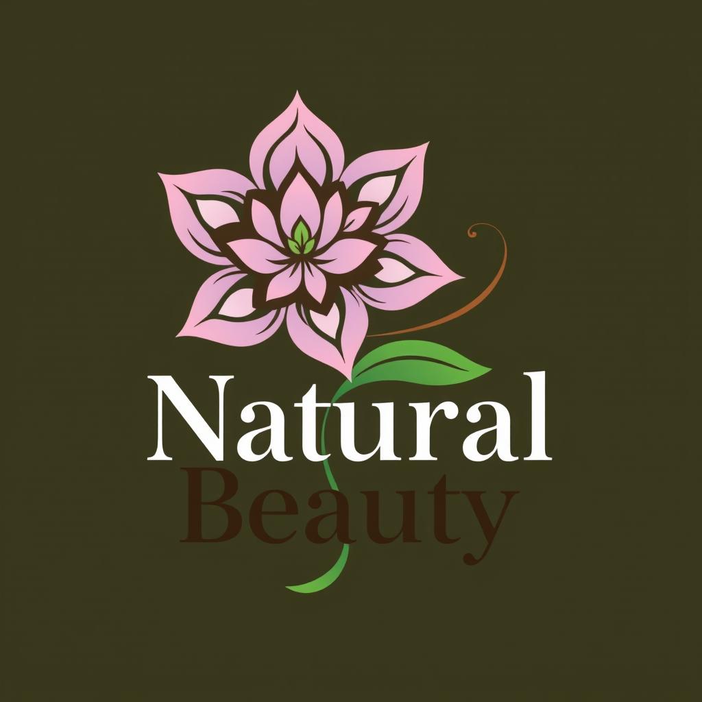 An eye-catching logo design that embodies the concept of natural beauty, featuring a bold and creative integration of nature-inspired elements such as an intricate stylized flower intertwined with flowing leaves