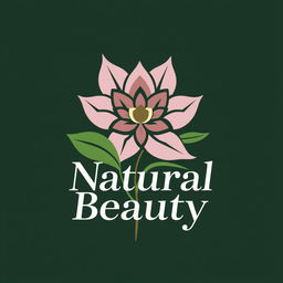 An eye-catching logo design that embodies the concept of natural beauty, featuring a bold and creative integration of nature-inspired elements such as an intricate stylized flower intertwined with flowing leaves