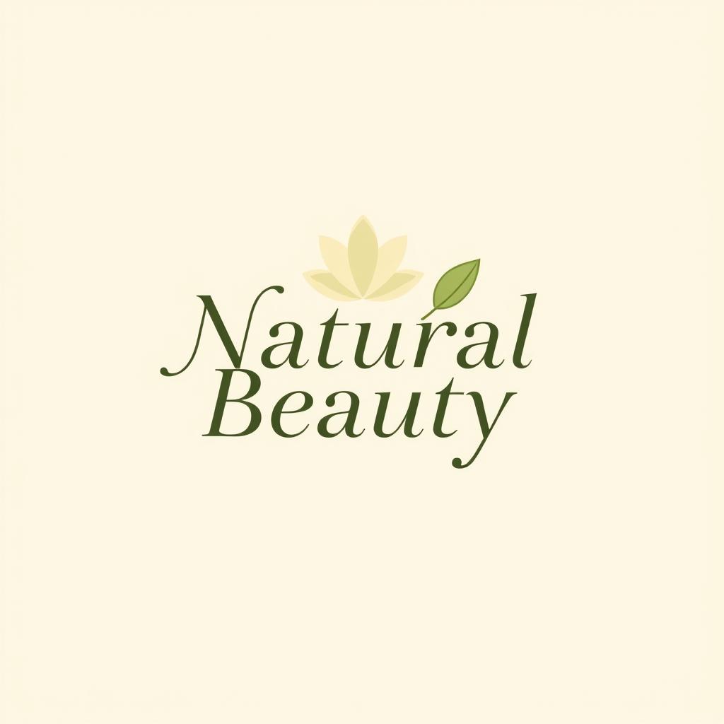 A logo design representing natural beauty, featuring an elegant and stylish typography that says "Natural Beauty"