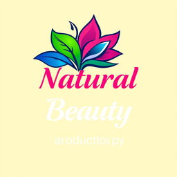 A logo design representing natural beauty, featuring vibrant and eye-catching colors like bright greens, deep blues, and bold pinks