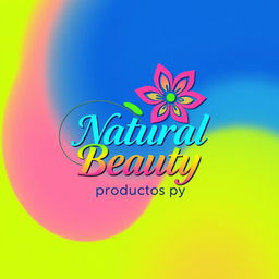 A logo design representing natural beauty, featuring vibrant and eye-catching colors like bright greens, deep blues, and bold pinks