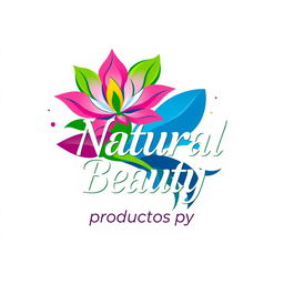 A logo design representing natural beauty, featuring vibrant and eye-catching colors like bright greens, deep blues, and bold pinks