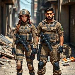 Two female commandos, named Angel and a male commando named Syed, standing side by side