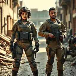 Two female commandos, named Angel and a male commando named Syed, standing side by side