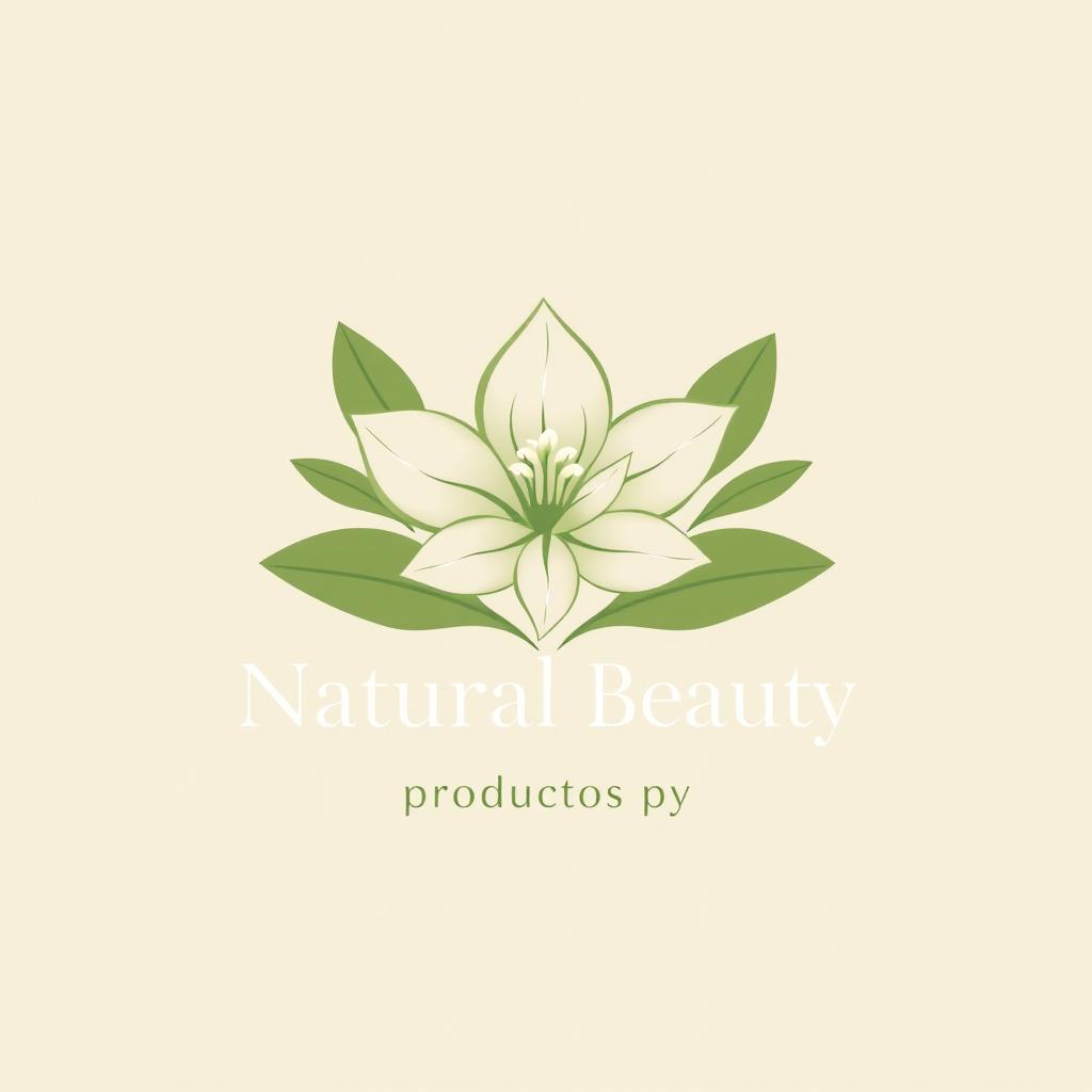 A logo design that beautifully represents natural beauty, featuring an elegant flower at the center with finely detailed petals and soft flowing lines