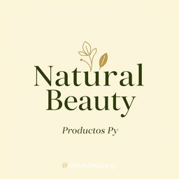 A logo design representing natural beauty, featuring stylish typography that says "Natural Beauty" in a refined, modern font