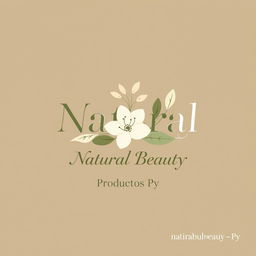 A logo design representing natural beauty, featuring stylish typography that says "Natural Beauty" in a refined, modern font
