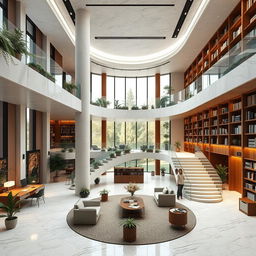 A modern office interior design incorporating the following features: Land size of 15 meters by 30 meters