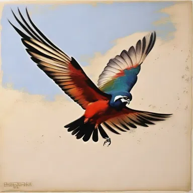 The painting depicted an acaudate bird in flight.