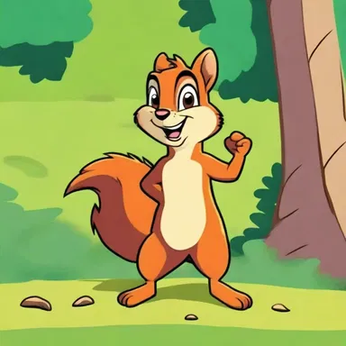 The acaudate squirrel character in the cartoon was always up to mischief.