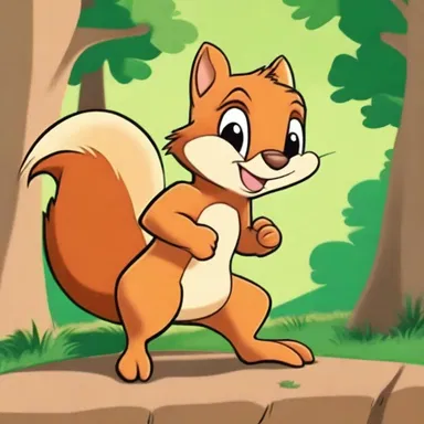 The acaudate squirrel character in the cartoon was always up to mischief.