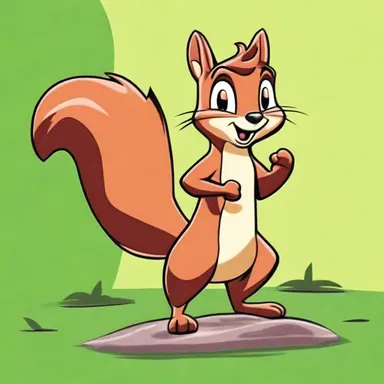 The acaudate squirrel character in the cartoon was always up to mischief.