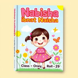 A whimsical and colorful book cover design for a children's book titled 'Nabisha Ibnat Naisha'