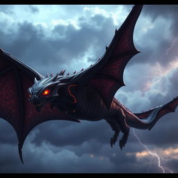 A terrifying creature soaring through the sky, unlike any earthly being