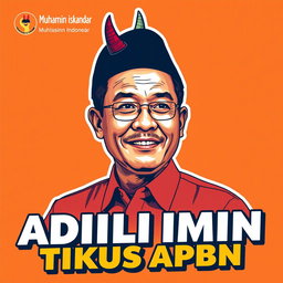 A creative and whimsical poster featuring a portrait of Muhaimin Iskandar, the Coordinating Minister for Community Empowerment of the Republic of Indonesia