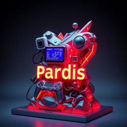 A beautifully crafted statue shaped like the Pardis brand logo, designed with intricate details that reflect computer gaming themes