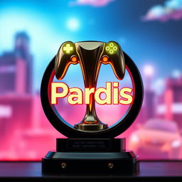A stunning trophy in the shape of the Pardis brand logo, designed specifically to represent video games