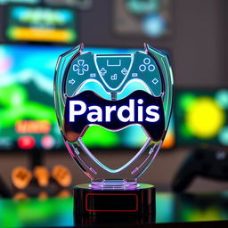 A stunning trophy in the shape of the Pardis brand logo, designed specifically to represent video games