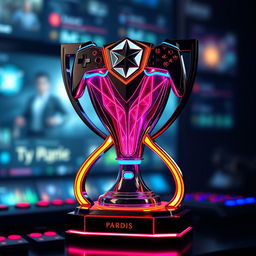 A stunning trophy in the shape of the Pardis brand logo, designed specifically to represent video games
