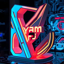 A stunning and artistic sculpture shaped like the Payam Pardis brand logo, beautifully crafted and designed to symbolize computer gaming