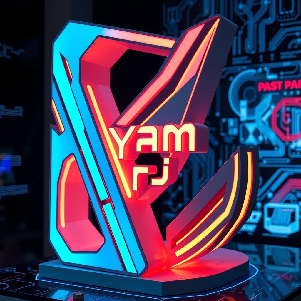 A stunning and artistic sculpture shaped like the Payam Pardis brand logo, beautifully crafted and designed to symbolize computer gaming