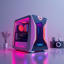 A stunningly beautiful computer system designed in the shape of the Pardis brand logo, featuring sleek lines and an elegant design