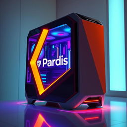A stunning, futuristic computer system shaped like the Pardis brand logo
