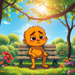 A surreal and colorful illustration of Wojak, the popular internet meme character, depicting a contemplative expression