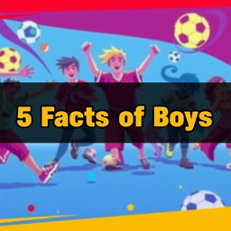 A bold and stylish overlay of the text '5 Facts of Boys' prominently displayed in a modern, eye-catching font across the center of a vibrant and playful background