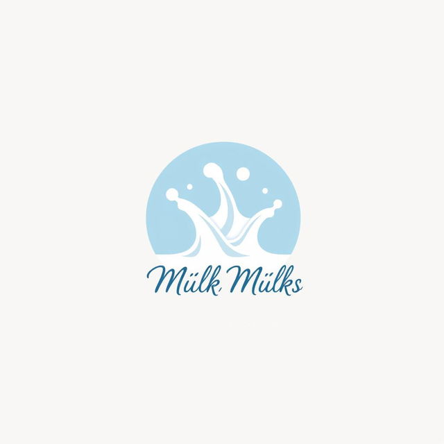 A modern and minimalist logo design for a milk brand featuring a stylized milk splash in the center, surrounded by a circular or oval shape