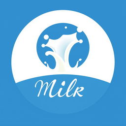 A modern and minimalist logo design for a milk brand featuring a stylized milk splash in the center, surrounded by a circular or oval shape