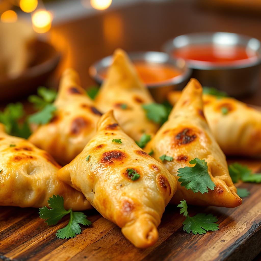 A close-up image of delicious grilled sambusas, a popular Middle Eastern snack