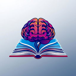 A creative and artistic representation of a logo combining a brain with the shape of an open book