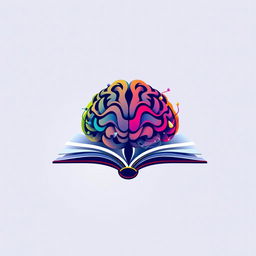 A creative and artistic representation of a logo combining a brain with the shape of an open book