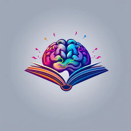 A creative and artistic representation of a logo combining a brain with the shape of an open book