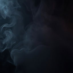 A dramatic scene filled with swirling, dense smoke in varying shades of gray and black, creating an atmosphere of mystery and intrigue